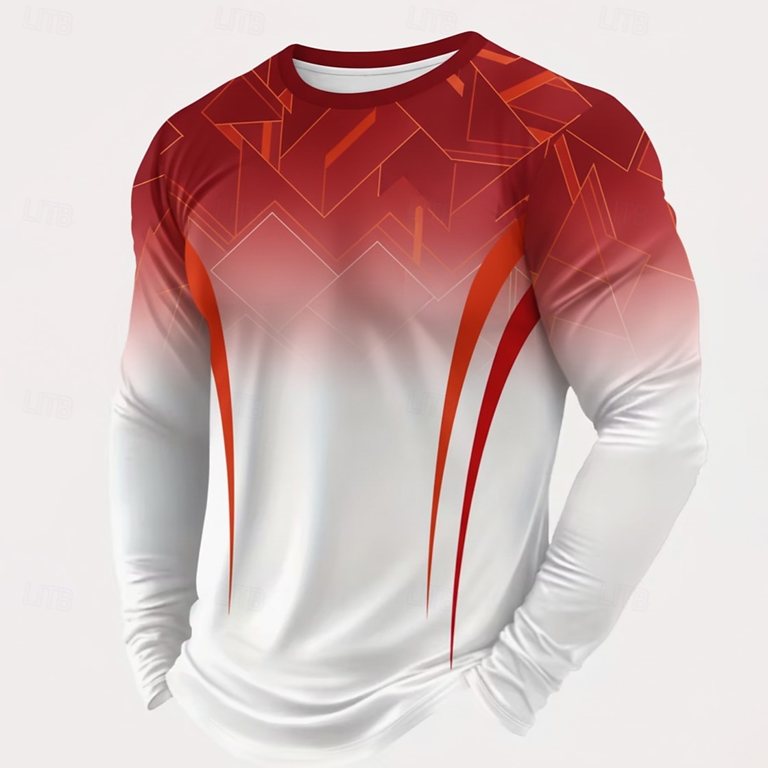 Herren Linie T Shirt Langarm T-Shirt 3D-Druck Rundhalsausschnitt Hemd Sport Täglich Fitnessstudio Straße Date Blau Rote Purpur Sommer Frühling Herbst Bekleidung S M L XL XXL XXXL 2026 - $23.99 –P1