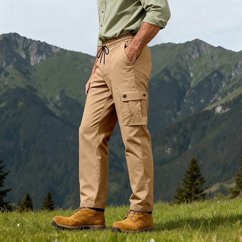 Homme Pantalons Cargo Pantalons Multi-poches Taille élastique avec cordon de serrage Uni Portable Extérieur Quotidien Camping & Randonnée Mode Classique Noir Vert Véronèse de 2026 ? $21.99 –P20