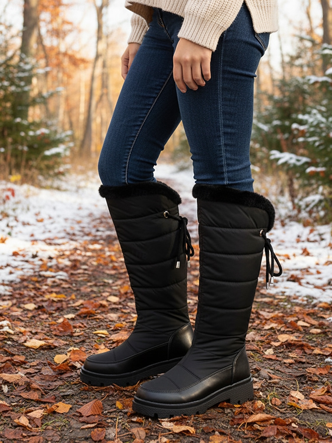 Bottes d'hiver blanches imperméables pour femmes, montantes jusqu'aux genoux – bottes de neige chaudes et rembourrées pour le froid, les activités de plein air et le style décontracté de 2026 ? $64.99 –P8