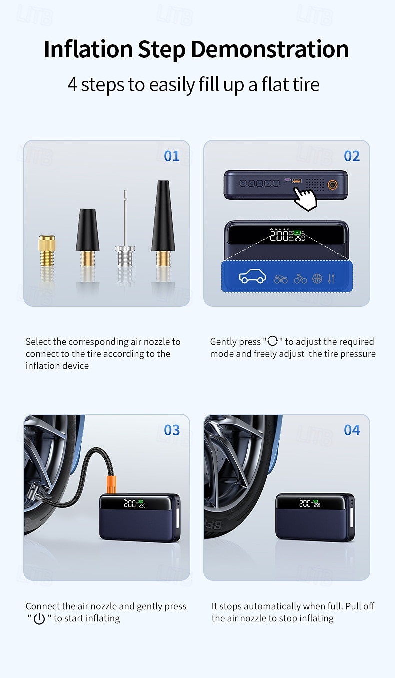 N33 Multi-function Spark Starter With Integrated Air-charging Pump for Automobile Emergency Starting Power Supply 2025 - $112.99 –P6