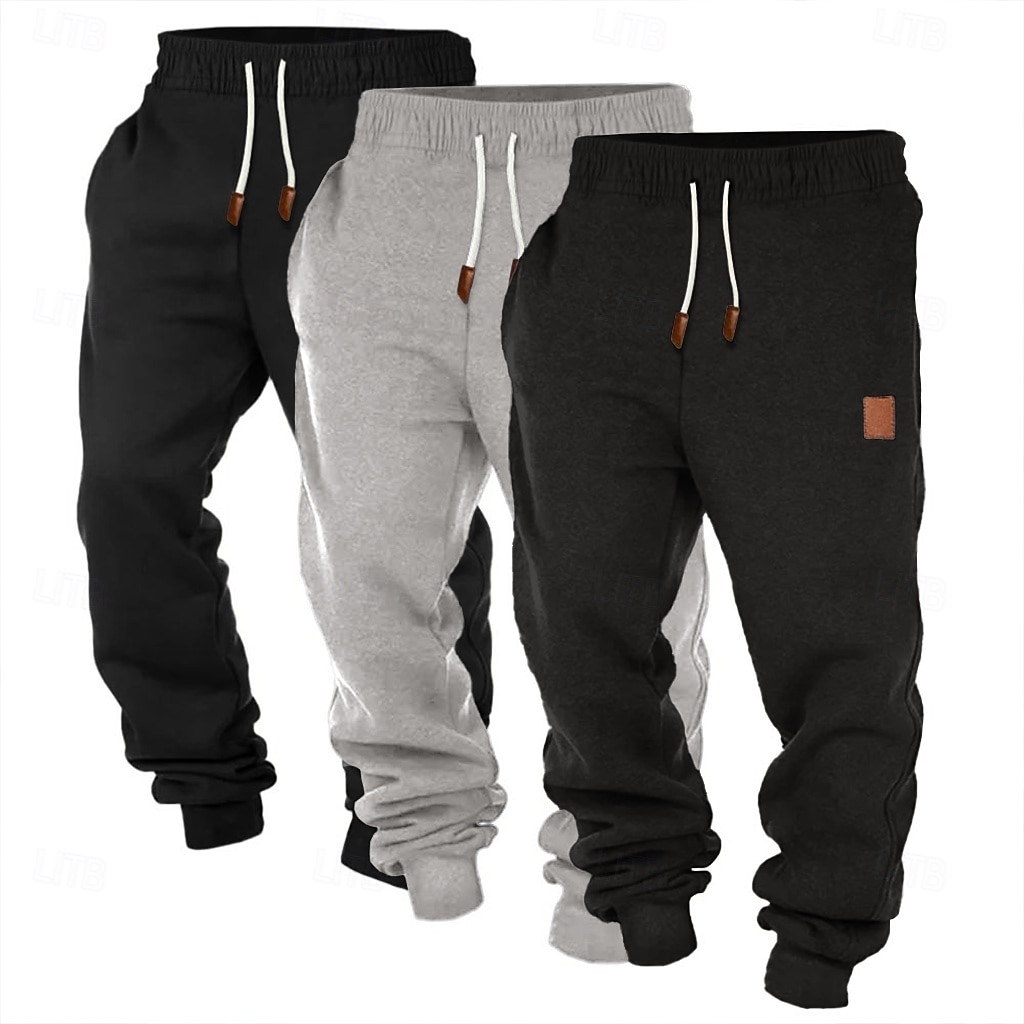 Муж. Штаны Джоггеры Флисовые штаны Кулиска Эластичная талия Мульти-упаковка Полотняное плетение Комфорт Полная длина на открытом воздухе Повседневные На выход Мода Классический 2025 - $29.99 –P18