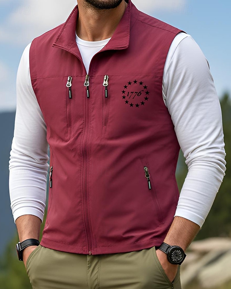 Per uomo Gilet Gilet da pesca All'aperto Quotidiano Moda Casual Primavera Autunno Cerniera Tasca Stampato Poliestere Confortevole Stella Numero Monopetto Un Bottone Collo alla coreana Vestibilit del 2026 a $35.99 –P3