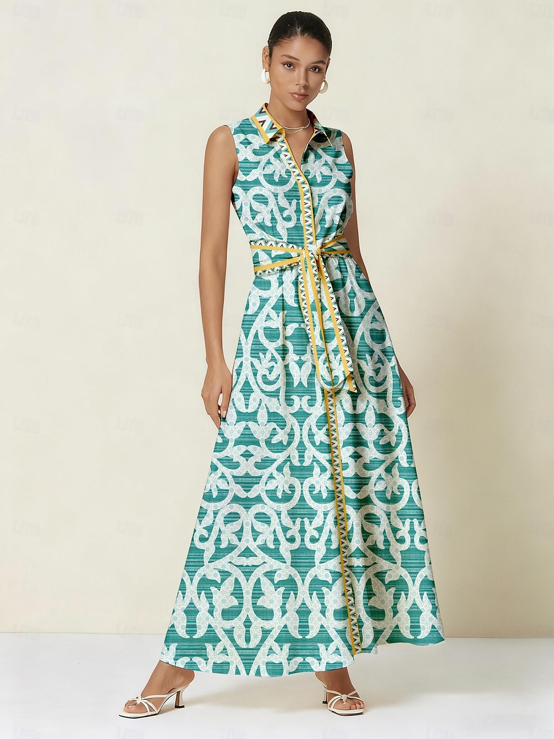 Maxikleid mit Hemdkragen, Gürteltasche 2026 - $113.99 –P3
