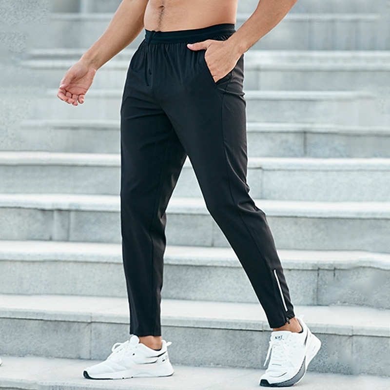 Homens Calças de moletom com punhos calças esportivas Banda Refletora Bolso com zíper Cintura Alta Calças Ginásio Roupa Esportiva Dar certo Primavera Outono Elástico Respirável Academia Exercite-se de 2026 por $31.99 –P12