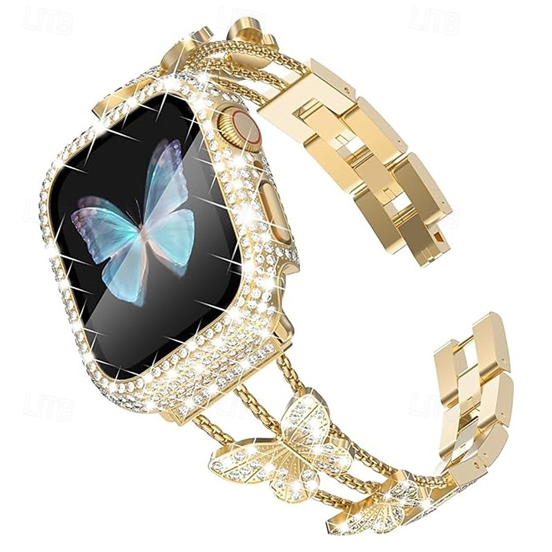 Bracciale Gioiello Compatibile con Cinturino dell'Apple Watch 38mm 40mm 41mm 42mm 44mm 45mm 49mm Da donna Glitter Diamante Bling Acciaio inossidabile Cinturino di ricambio per iwatch Ultra 3 2 Series del 2026 a $22.99 –P2