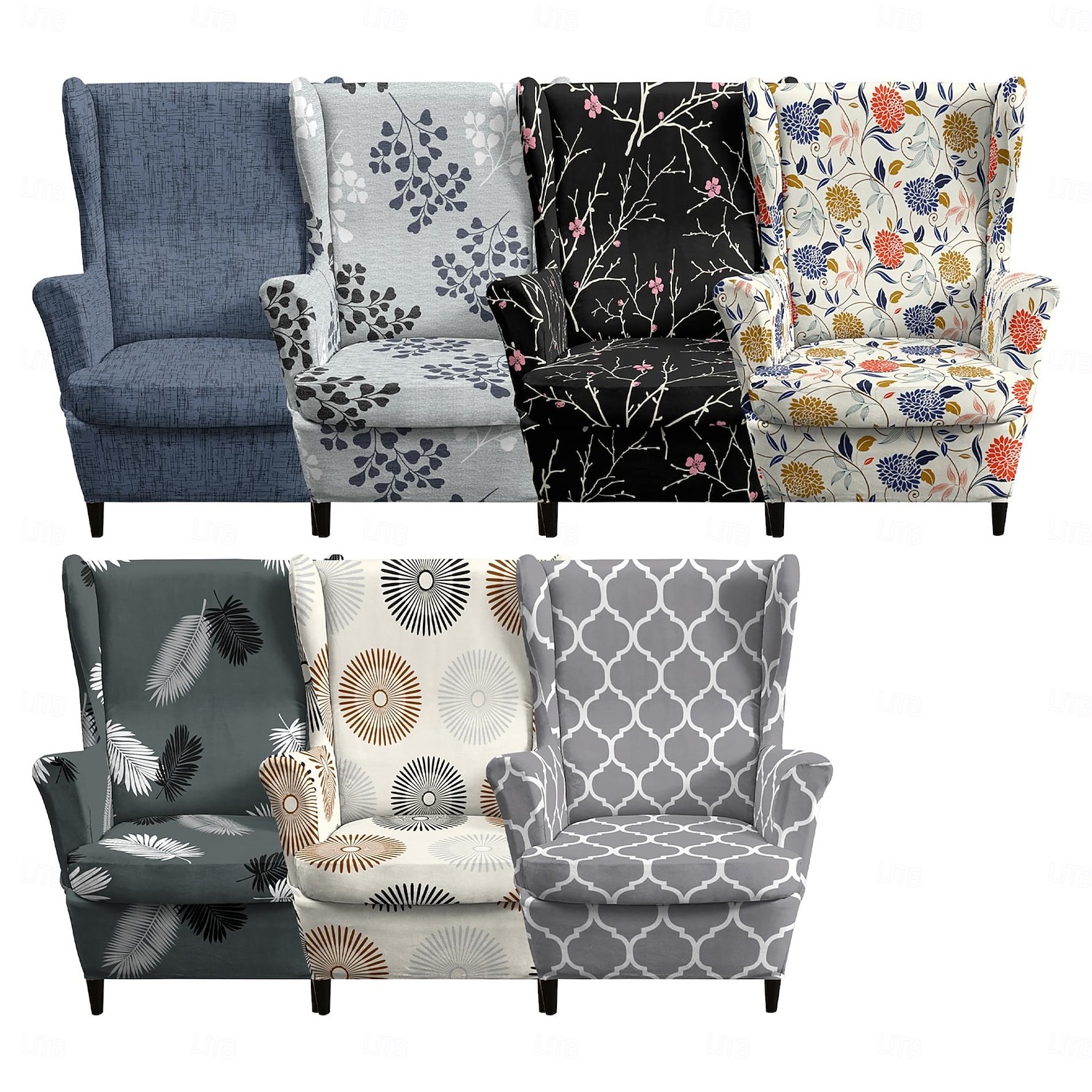 stretch hoes voor een fauteuil, polyester hoes met bloemen-/streep-/geometrische print voor een fauteuil, afneembare decoratieve meubelbeschermer 2026 - $47.99 –P1