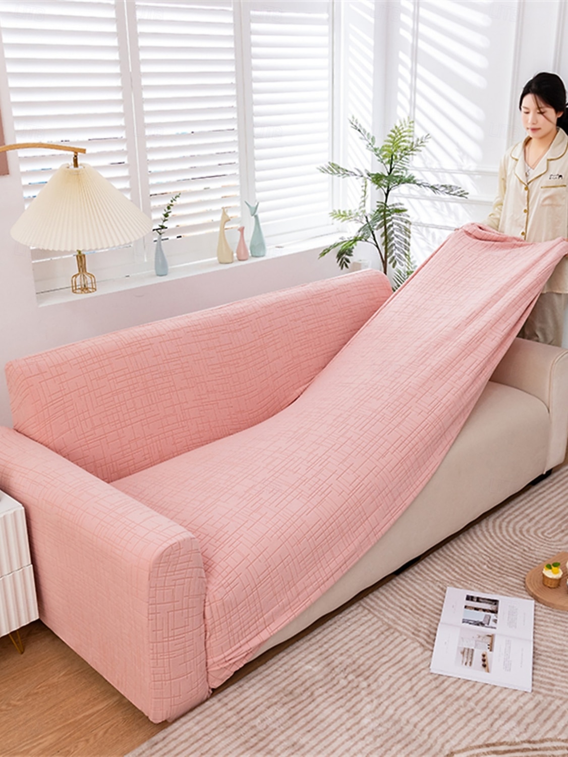 1 Piece Jacquard Wear-Resistant Elastic Sofa Cover – Solid Color Premium All-Season Universal Thickened Anti-Slip Slipcover, Suitable for L-Shaped and 1/2/3/4-Seater Sofas 2026 - $104.99 –P13