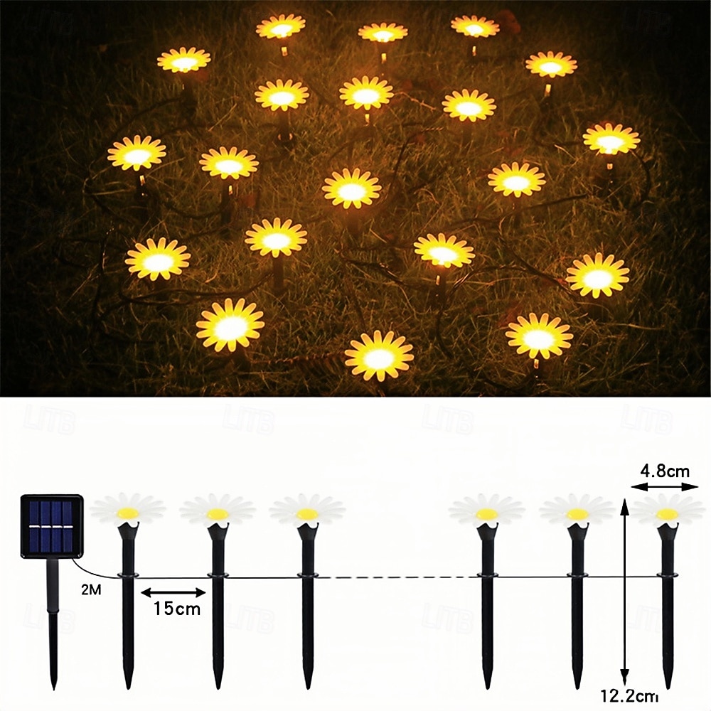 Lot de 10 ou 20 lampes solaires LED en forme de tournesol pour cour, rue, paysage, ambiance, éclairage de chemin, pelouse, enterrées, 1 pièce de 2026 ? $17.99 –P2