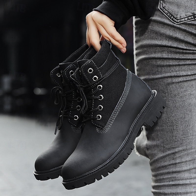 Yellow Faux Leather Men's Work Boots with Lace-Up Design – Durable and Stylish Footwear for Outdoor Activities and Work Environments 2025 - $59.99 –P9