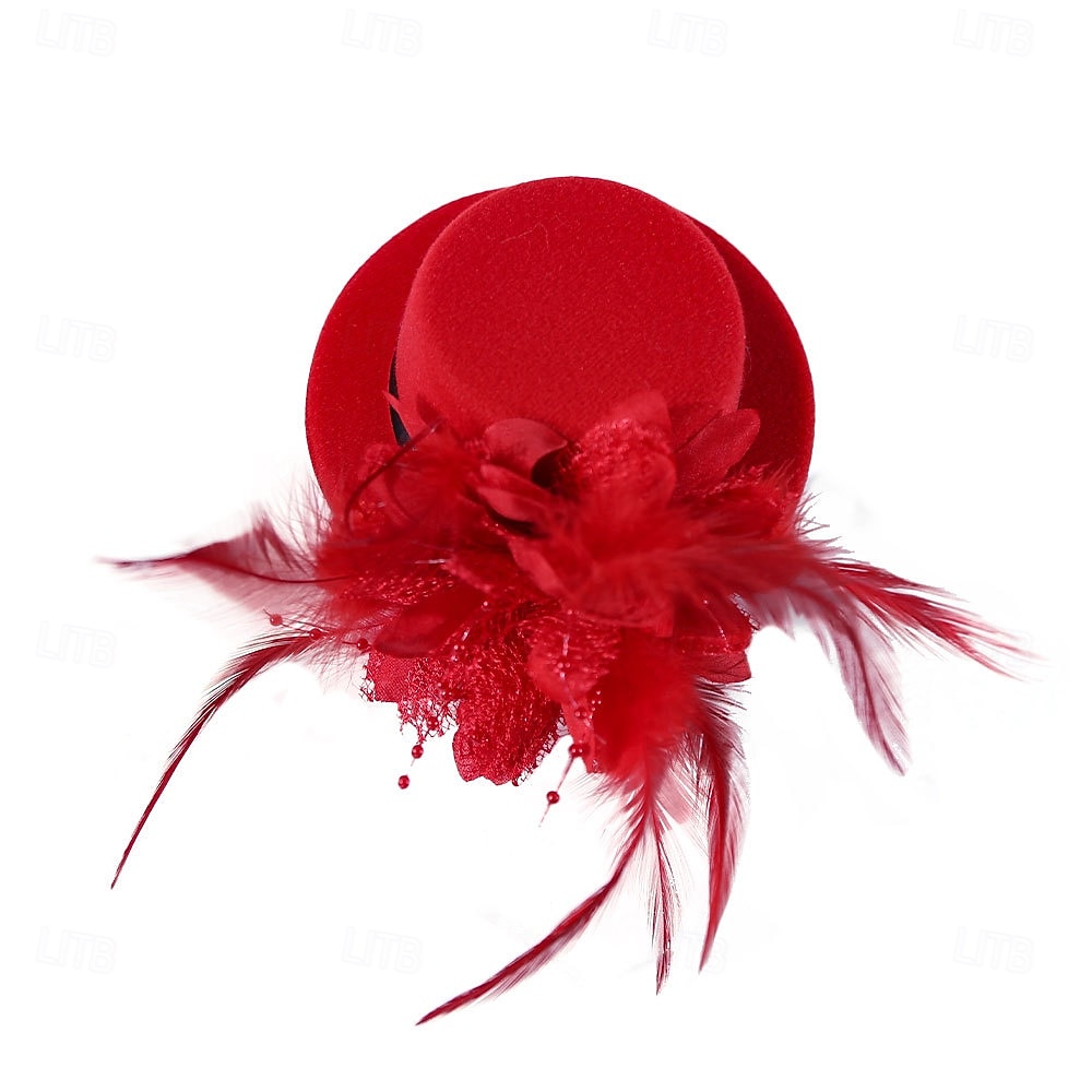 fascinators Fjädrar Fedorahatt Bröllop Tebjudning Hästrace cocktail Elegant Vintage söt stil Med Fjäder Hårbonad Huvudbonader 2026 - $16.49 –P7