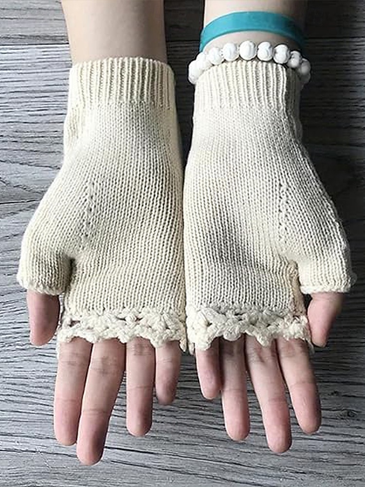 Dámské vánoční vyšívané rukavice – květinový vzor se včelami, materiál bavlněná příze, dostupné v několika barvách, ideální pro zimní svátky a slavnostní příležitosti 2026 - $18.99 –P4