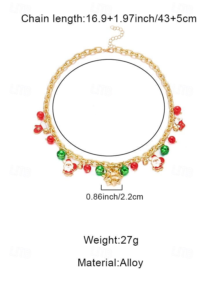 Julekjede med sjarm til dame, flere stiler med sjarm til julenissen, snømannen og juletreet, perfekt til høytidsfester og festlige gaver. 2026 - $9.99 –P13