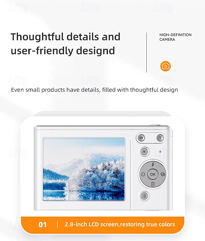 Cameră digitală HD 4K pentru studenți cu un ecran IPS de 2.8 inci pentru fotografii și videoclipuri portabile design elegant. Cadou de Ziua Îndrăgostiților 2026 - $83.99 –P11