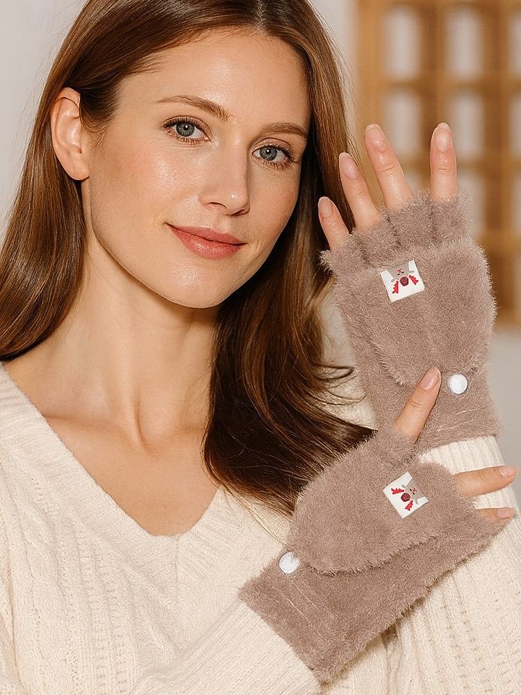 2026年 女性用 手袋 ニット ソリッドカラー クリスマス あたたか かわいいスタイル  コレクション – $7.99 –P6