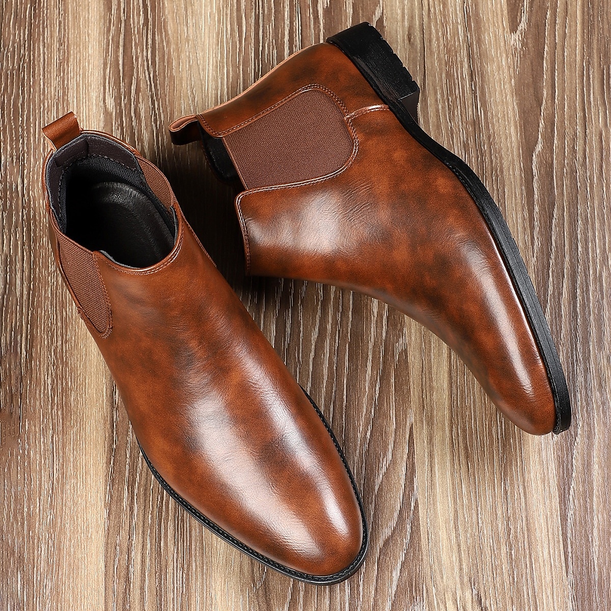 Black Faux Leather Men's Chelsea Boots with Smooth Finish – Elegant and Easy-to-Wear Footwear for Office and Evening Wear 2026 - $46.99 –P8