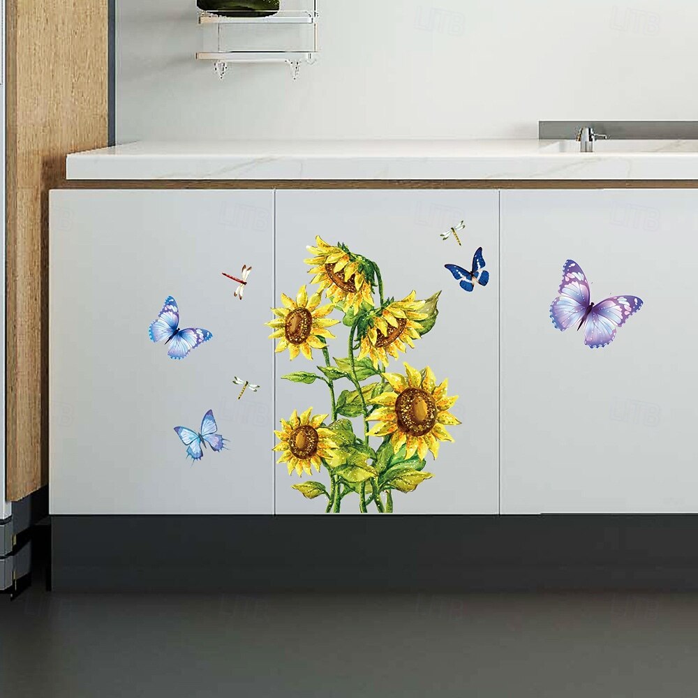 sarjakuva auringonkukka perhonen seinätarra irrotettava design lastenhuoneeseen päiväkoti leikkikenttä kodin sisustus luova koristeellinen seinätarra kirkas värikäs hauska sisätausta taidetarvikkeet 2026 - $7.99 –P5