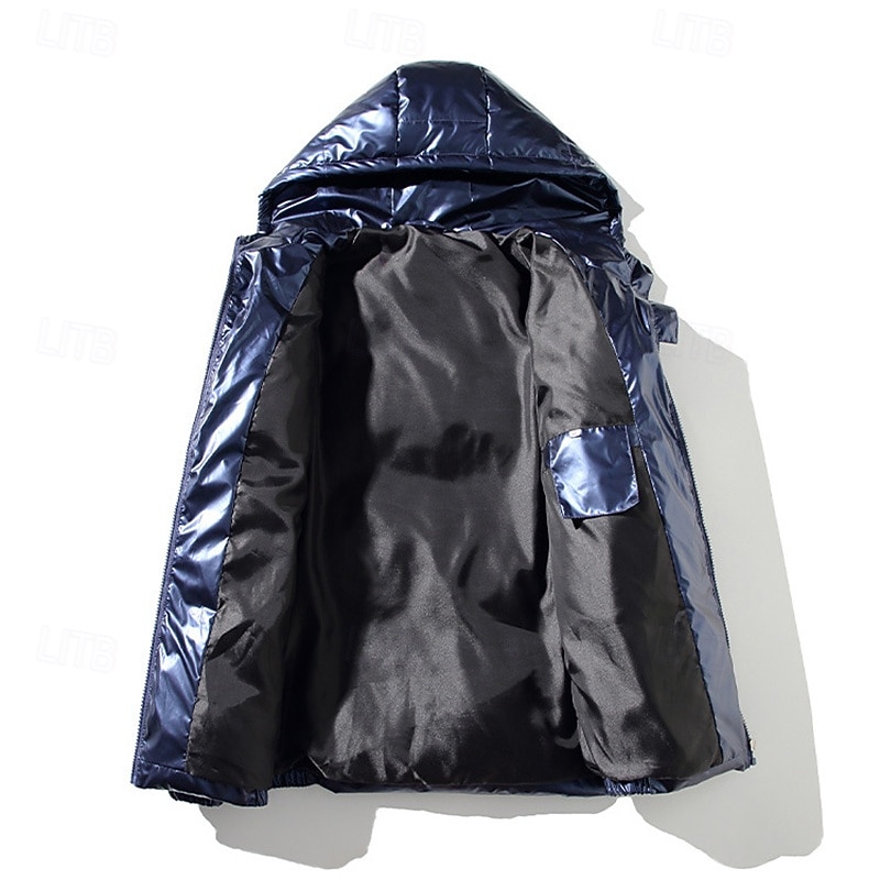 Homme Manteau d'Hiver Doudoune Veste Matelassée Avec Poches Polyester Vacances Tenue quotidienne Date Régulier Mode Occasionnel Confortable Chaleur Thermique Hiver Couleur Unie / Unie Argent Noir de 2026 ? $47.99 –P10