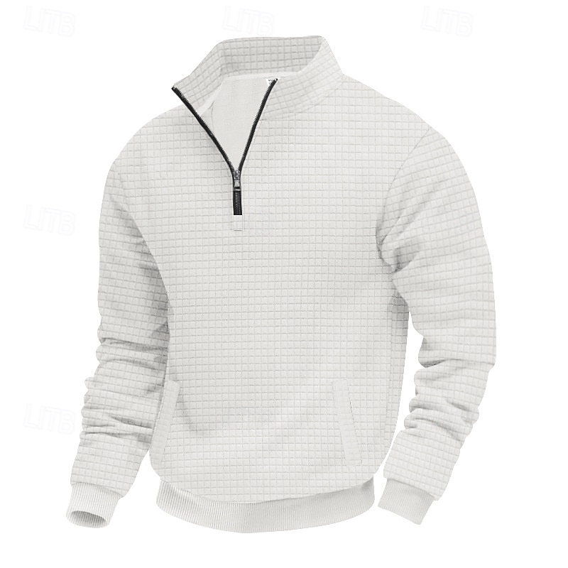 Homme Sweat-shirt Sweat-shirt quart de fermeture éclair Gris Clair Demi-zip Uni Jacquard Quotidien Sport & Loisir Fête Polyester Streetwear Basique Occasionnel Printemps Automne Vêtement Tenue Pulls de 2026 ? $28.99 –P6