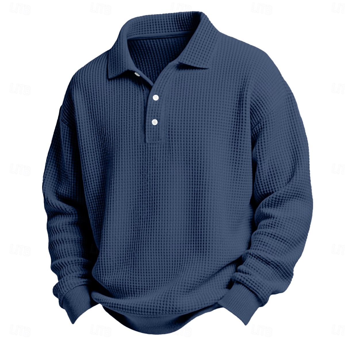 2025年 男性用 ワッフルポロシャツ ゴルフシャツ カジュアル 祝日 ラペル 長袖 クール 平織り クラシック 秋 春 & 秋 オールシーズン レギュラー ホワイト ライトグリーン ライトブルー ルビーレッド ネイビーブルー パープル ワッフルポロシャツ  コレクション – $23.99 –P9