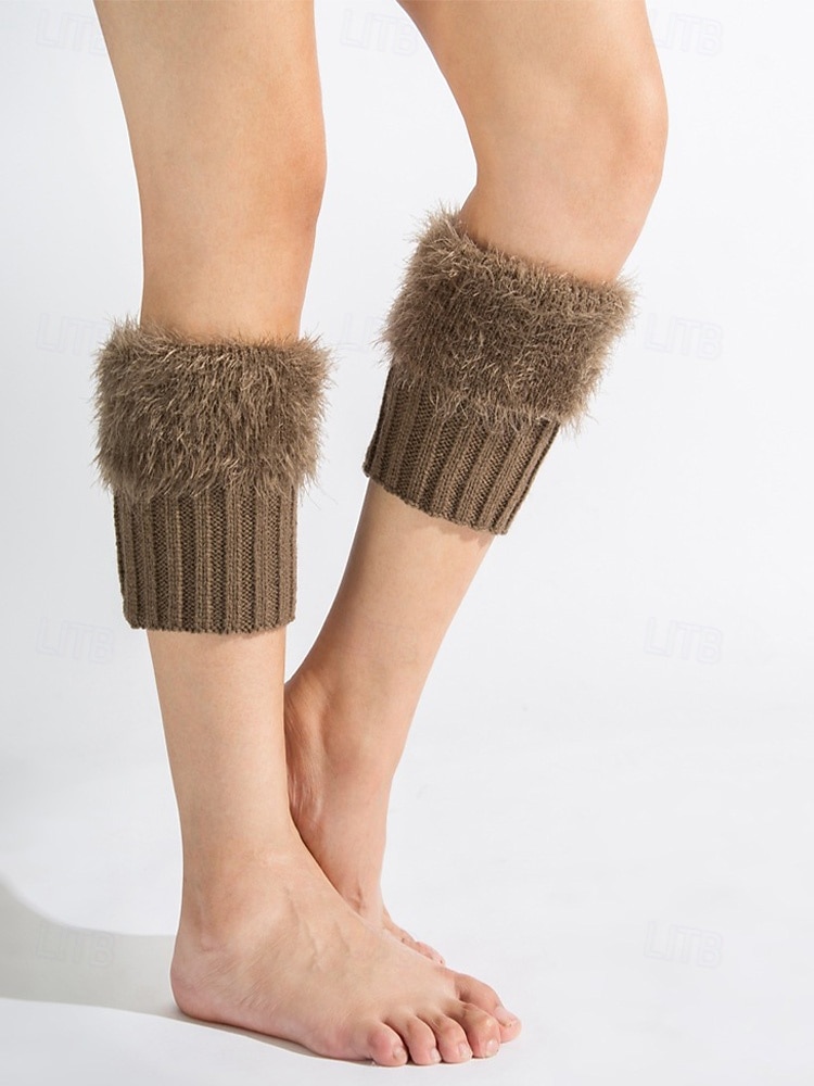 Dámské manžety na boty z umělé kožešiny, nastavitelný akrylový úplet s plyšovými detaily, vánoční sváteční doplněk k obuvi v několika barvách 2025 - $11.99 –P6