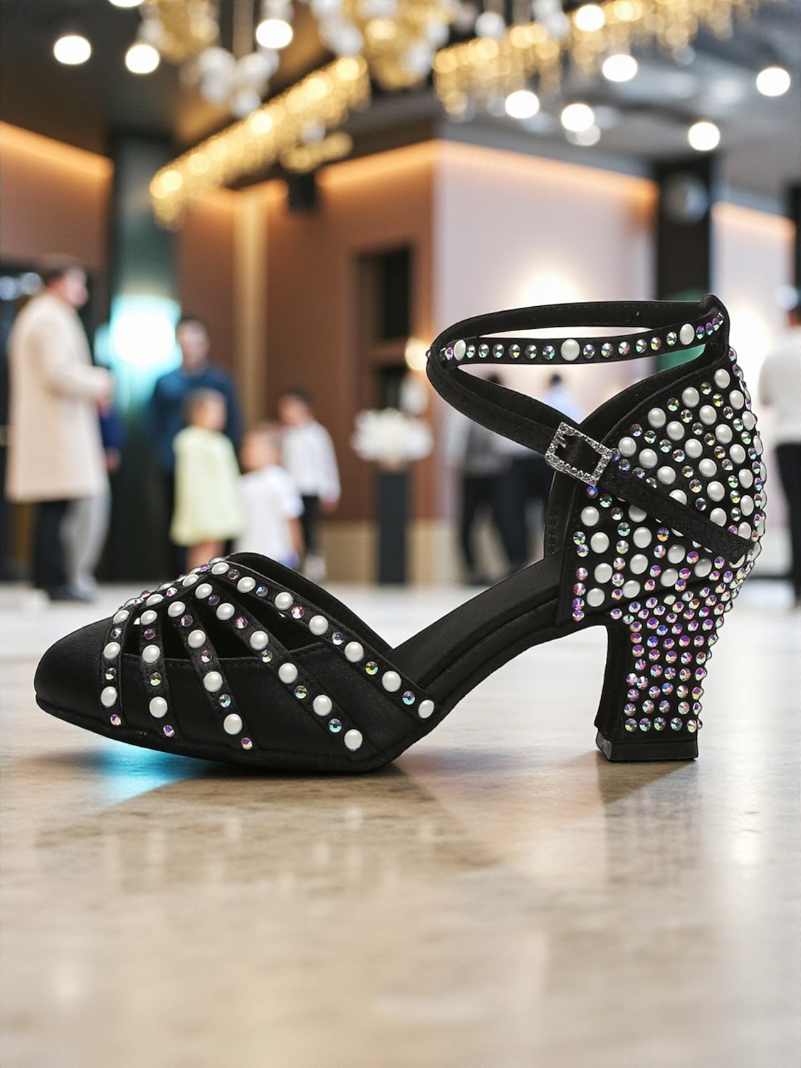 Zapatos de tacón con tiras de satén color champán y diamantes de imitación para mujer, estilo Gatsby vintage para baile de salón y fiestas. &eventos formales 2026 - $69.99 –P4