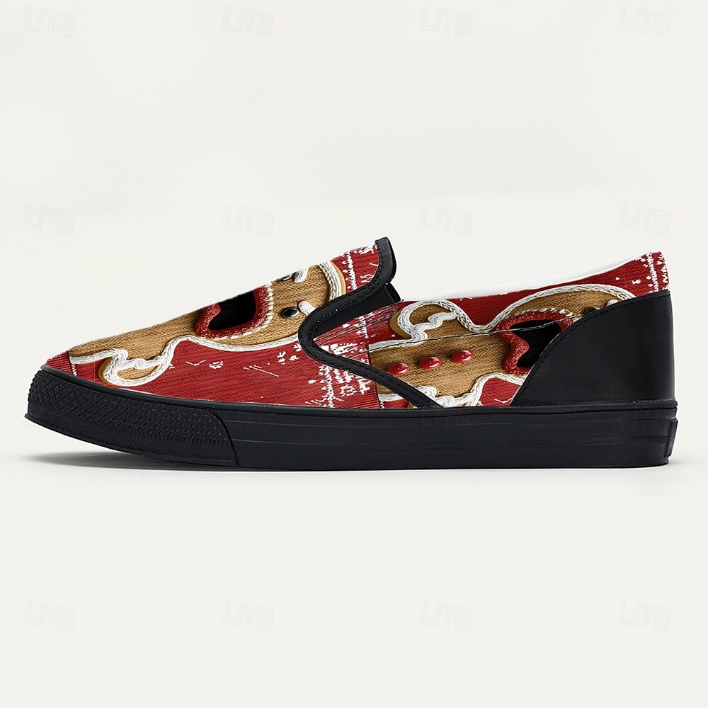 scarpe slip-on da uomo a forma di omino di pan di zenzero natalizio – design festoso in 3D a forma di pan di zenzero, divertenti e comode, ideali per feste di Natale ed eventi natalizi del 2026 a $46.99 –P4