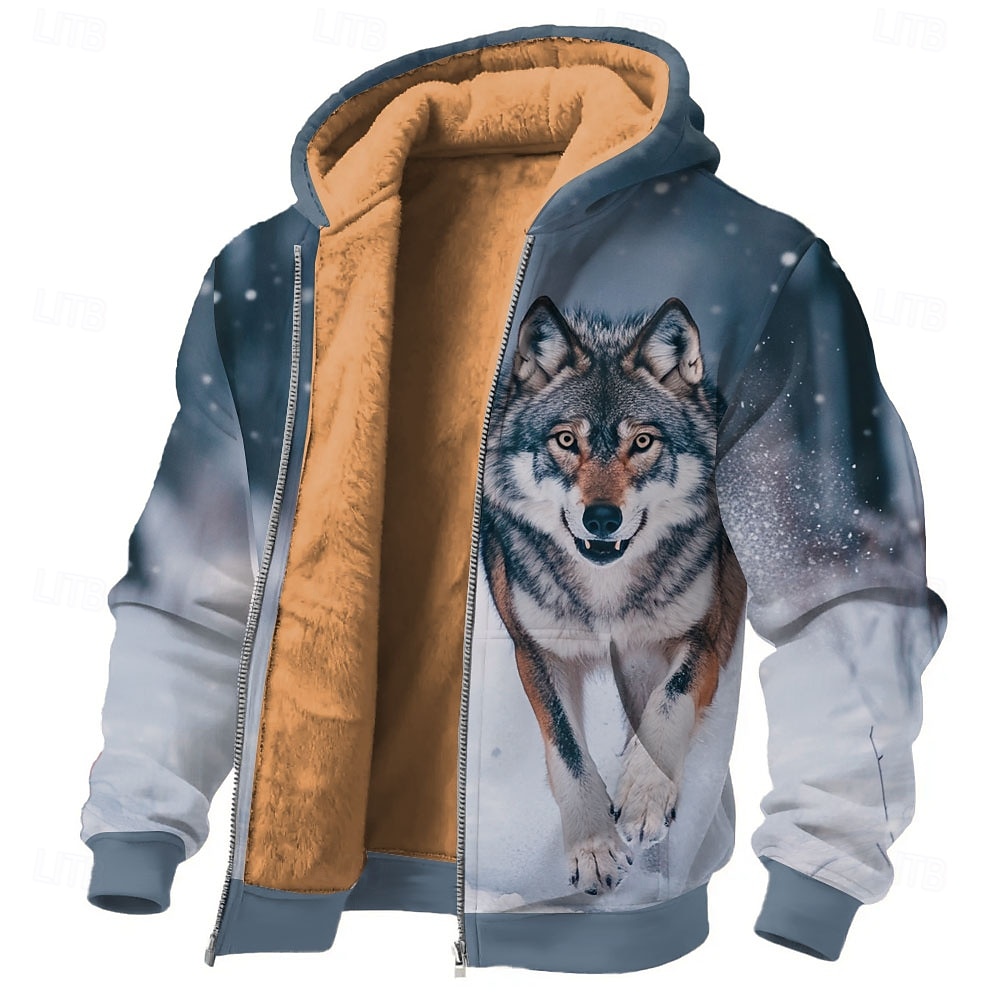 Per uomo Lupo Pile Felpa con Cappuccio Giacca di pelle Felpa Classico Da caccia Manica Lunga Girocollo All'aperto Campeggio Blu Con zip Autunno Inverno progettista S M L XL 2XL 3XL del 2026 a $41.99 –P1