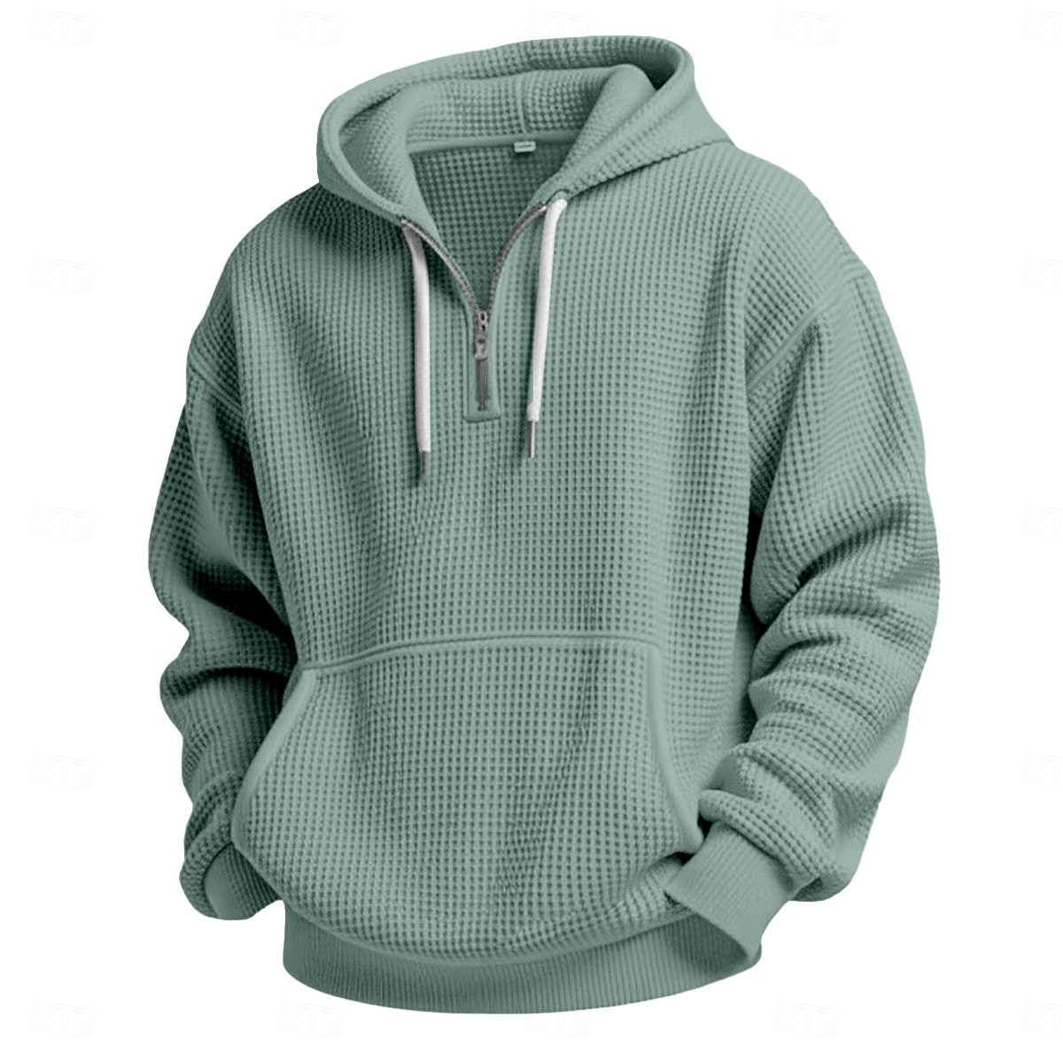 Homme Sweat à capuche Sweat à capuche gaufré Sweat à capuche quart zippé Blanche Vert Claire Vert Véronèse Rouge bleu marine À capuche Uni Poche kangourou Texturé Sport & Loisir Occasionnel Quotidien de 2025 ? $27.99 –P10