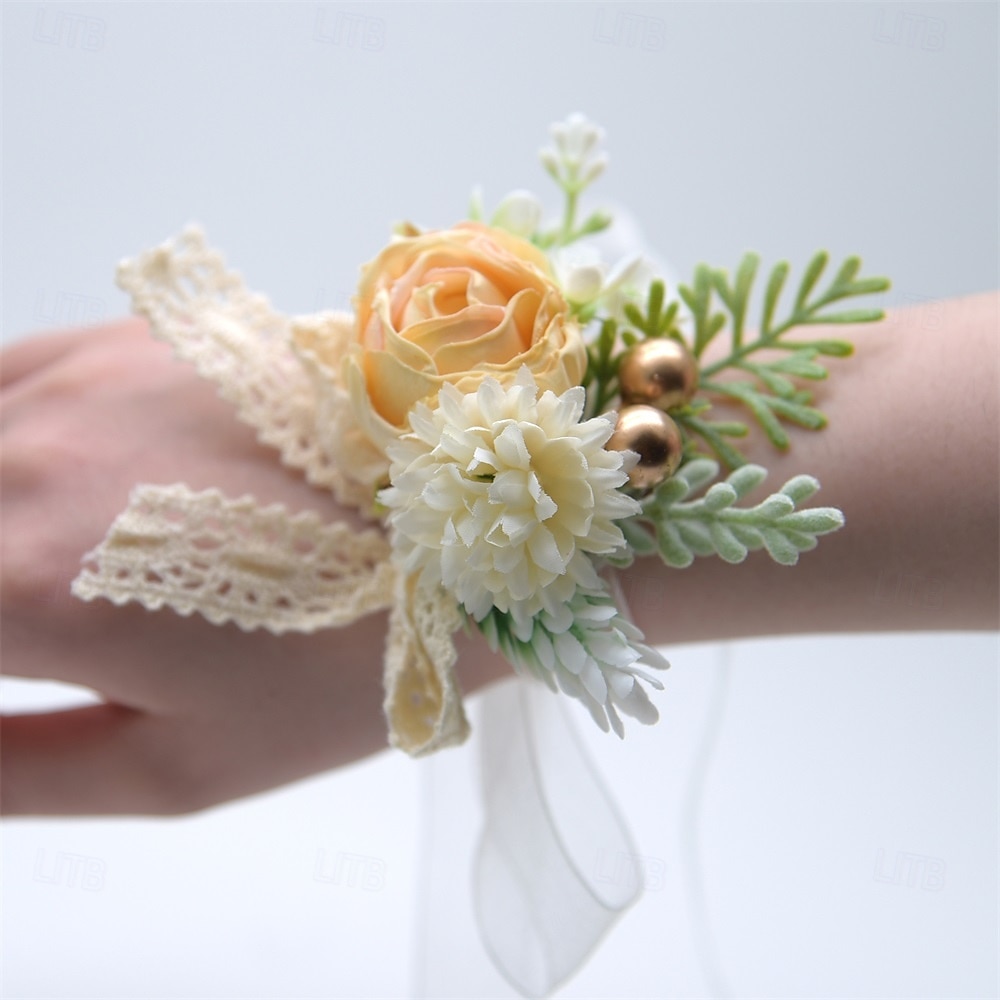 Bröllop handled blommor Handleds Corsage Bröllop / Fest Tyg Blomstil 2026 - $16.49 –P4