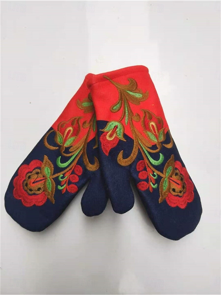 Women's 1 Pair Fingerless / Fingertips / Winter Gloves Active / Outdoor Gloves - Flower Print 2026 - $23.99 –P6