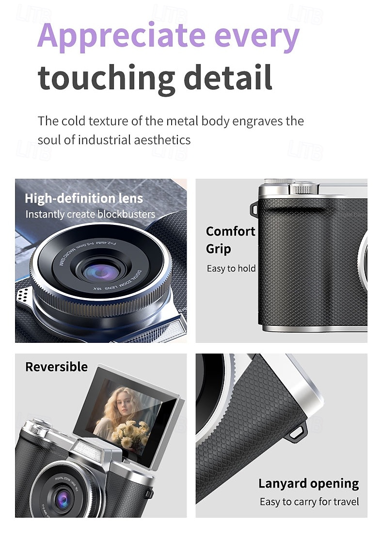 2026年 1080P HDポータブルCCDカメラ 4Kレンズ フリップスクリーン USB充電式リチウムポリマーバッテリー 初心者向け旅行Vlogging 完璧なバレンタインデーギフト 初心者カメラ  コレクション – $47.99 –P16