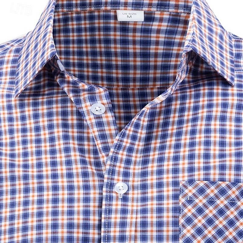 Men's Shirt Dress Shirt Button Up Shirt Plaid Wedding Daily Blue Sky Blue Dark Blue Long Sleeve Turndown Spring Fall Clothing Apparel Front Pocket 2026 - $30.99 –P4