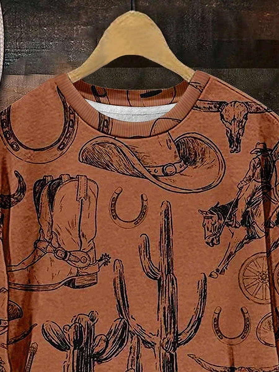 Dame Gensere Grafisk Geometrisk Fritid Langermet Crew-hals Vanlige topper Gate Hverdag Avslappet Lapper Brun Kakifarget Høst Vinter 2025 - $26.99 –P2