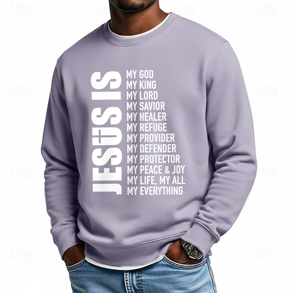 Bărbați Iisus Credinţă Hanorca Modă Zilnic Casual Manșon Lung Stil Nautic Casă Haine de strada Sport exterior Albastru piscină Negru Roșu-aprins Mov Deschis Gri Deschis Crewneck #D Toate Sezoanele 2026 - $28.99 –P2