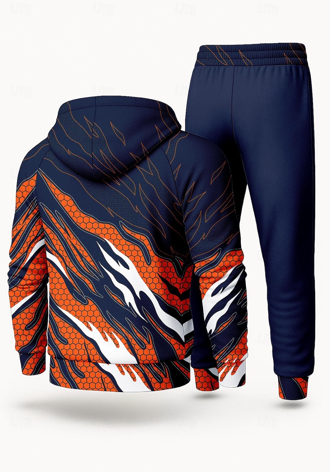 رجالي هوديي بدلة رياضية بدلة رياضية من قطعتين رباط إحزم هندسي أطقم ملابس رياضية الخريف الشتاء برتقالي مهنة الخارج السفر خفة الوزن موضة كم طويل رياضة ألبسة رياضية قابل للبسط عادي 2026 - $47.99 –P2