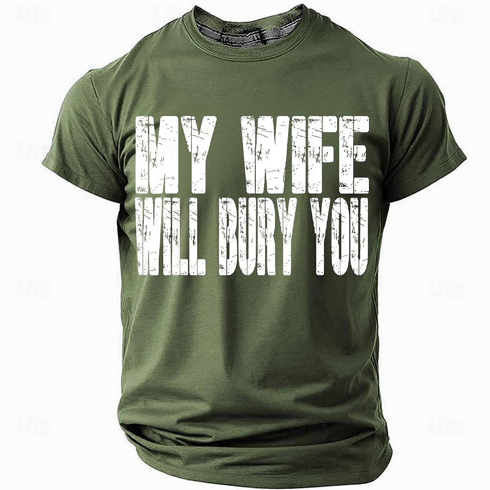 Tricou amuzant cu soțul meu, soția mea te va îngropa, tricou pentru bărbați, idee de cadou sarcastic cu umor de căsătorie pentru soț, tată, iubit 2025 - $19.99 –P3