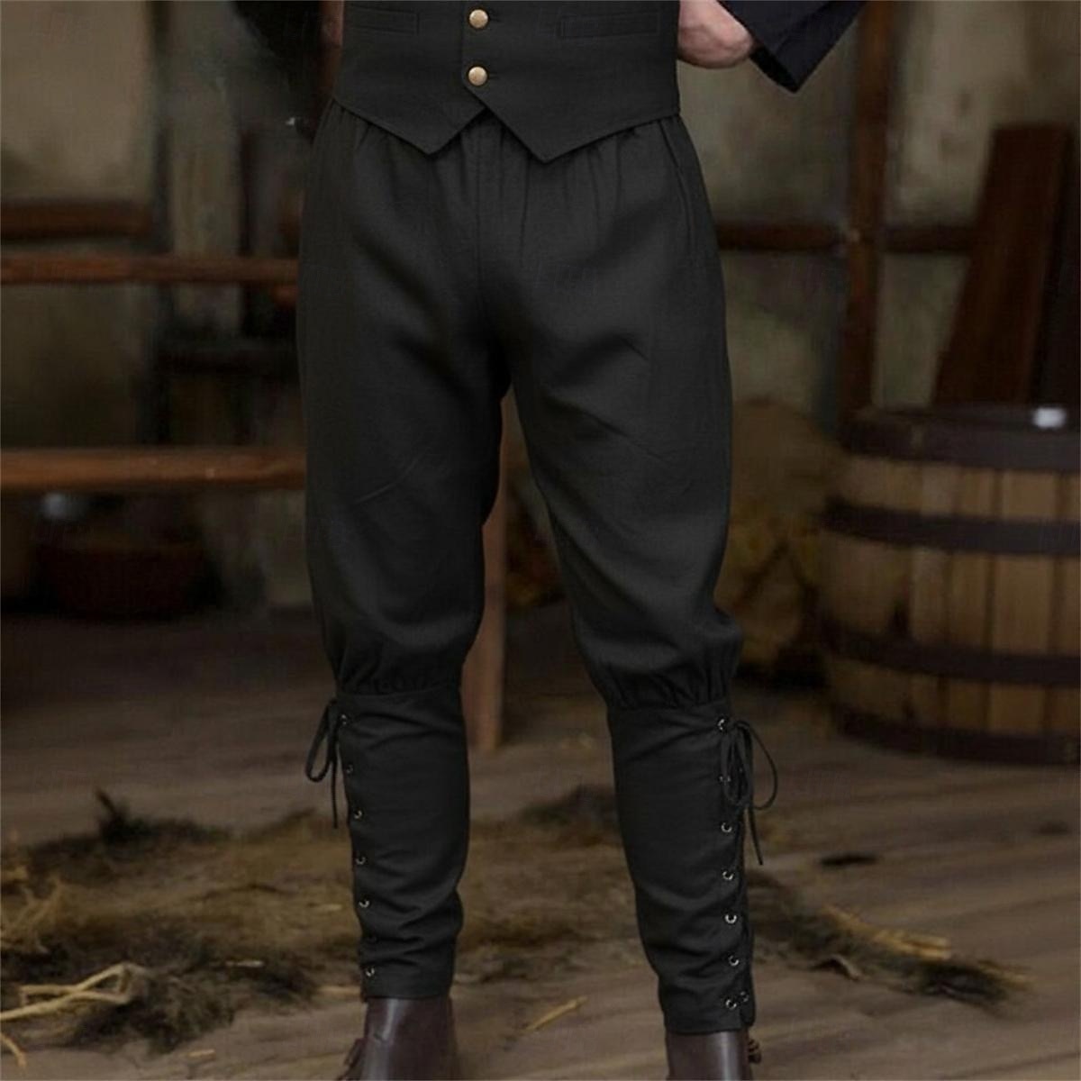 Medieval Renascentista Calças Calça Pirata Pirata Cavalheiro Viking Fantasia Homens Dia Das Bruxas Baile de Máscaras Espetáculo Ren Faire Adulto Calças Todas as Estações de 2026 por $52.99 –P1