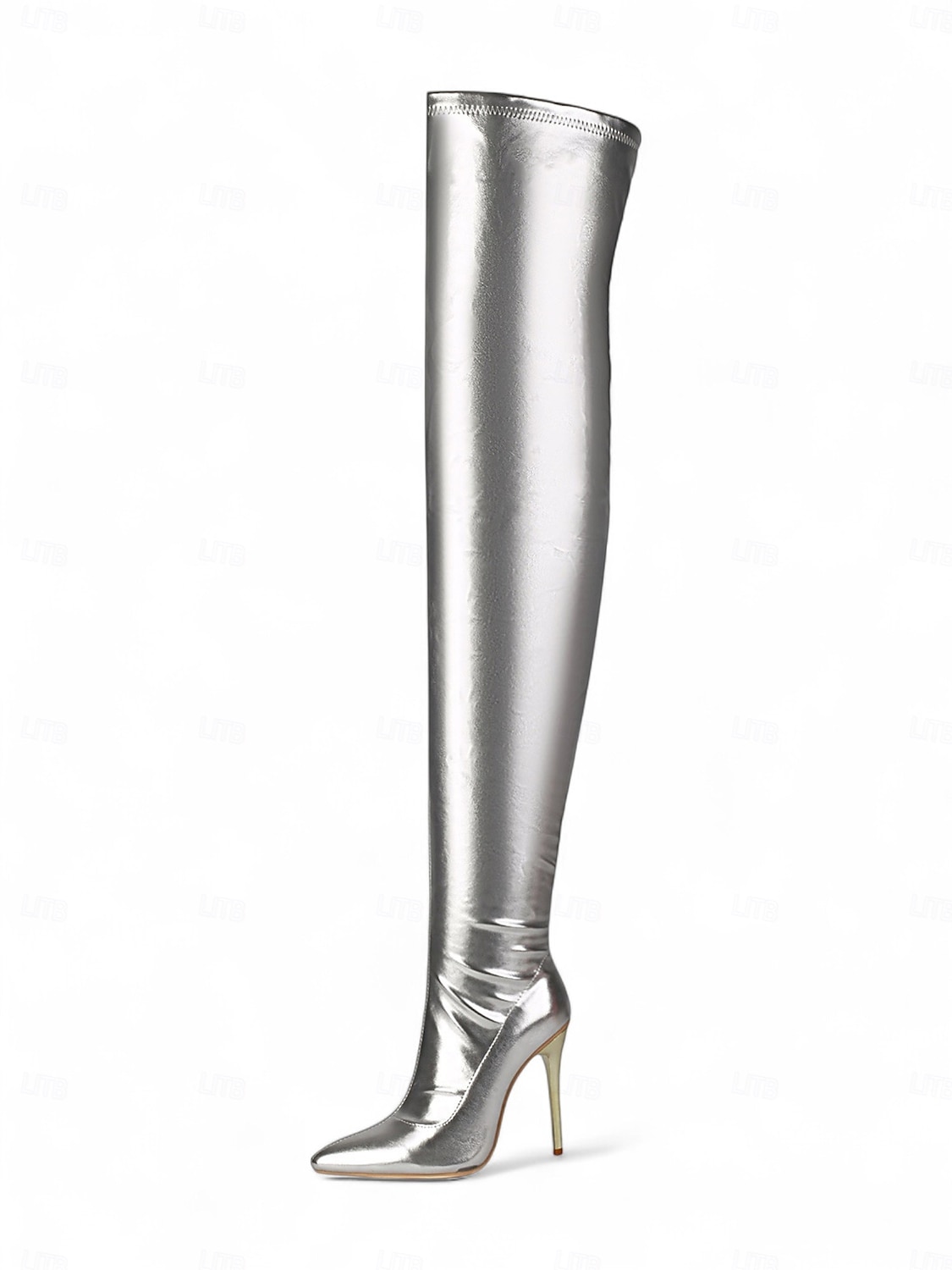 stivali alti fino alla coscia in argento da donna - stivali con tacco alto sopra il ginocchio in metallo lucido, calzature sexy da festa e da discoteca per la sera &eventi festivi del 2026 a $84.99 –P2