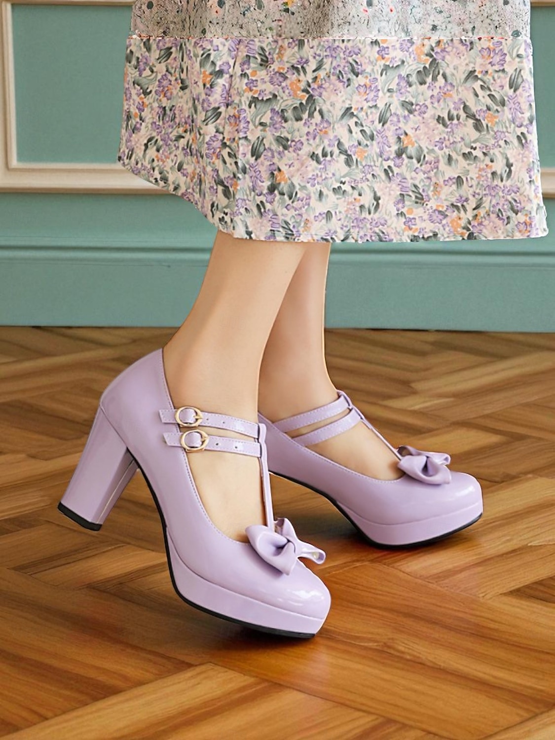 Women's 1950s Vintage Patent Faux Leather T-Strap Heels with Bow Detail, Comfortable Chunky Block Heel, Elegant for Parties, Weddings and Special Occasions 2026 - $54.99 –P5