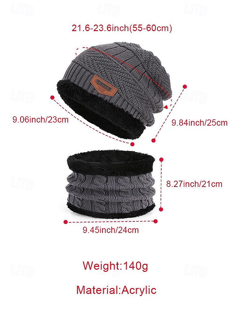 Unisex-Strickmütze und Halstuch-Set, zweiteilig, mit Fleece gefüttert, warm für den Winter, gemütliches Weihnachtsgeschenk für Outdoor-Sport, Skifahren und den Alltag 2025 - $14.99 –P10