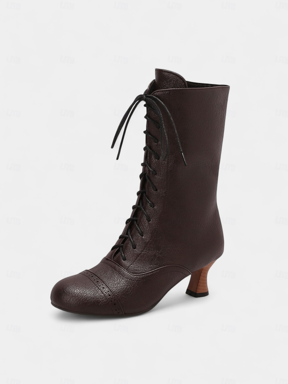 Женские коричневые ботильоны из искусственной кожи в эдвардианском стиле со шнуровкой, винтажные полусапожки на среднем каблуке 1950-х годов для костюмированных выступлений, театра и повседневной носки в стиле ретро 2026 - $59.99 –P4
