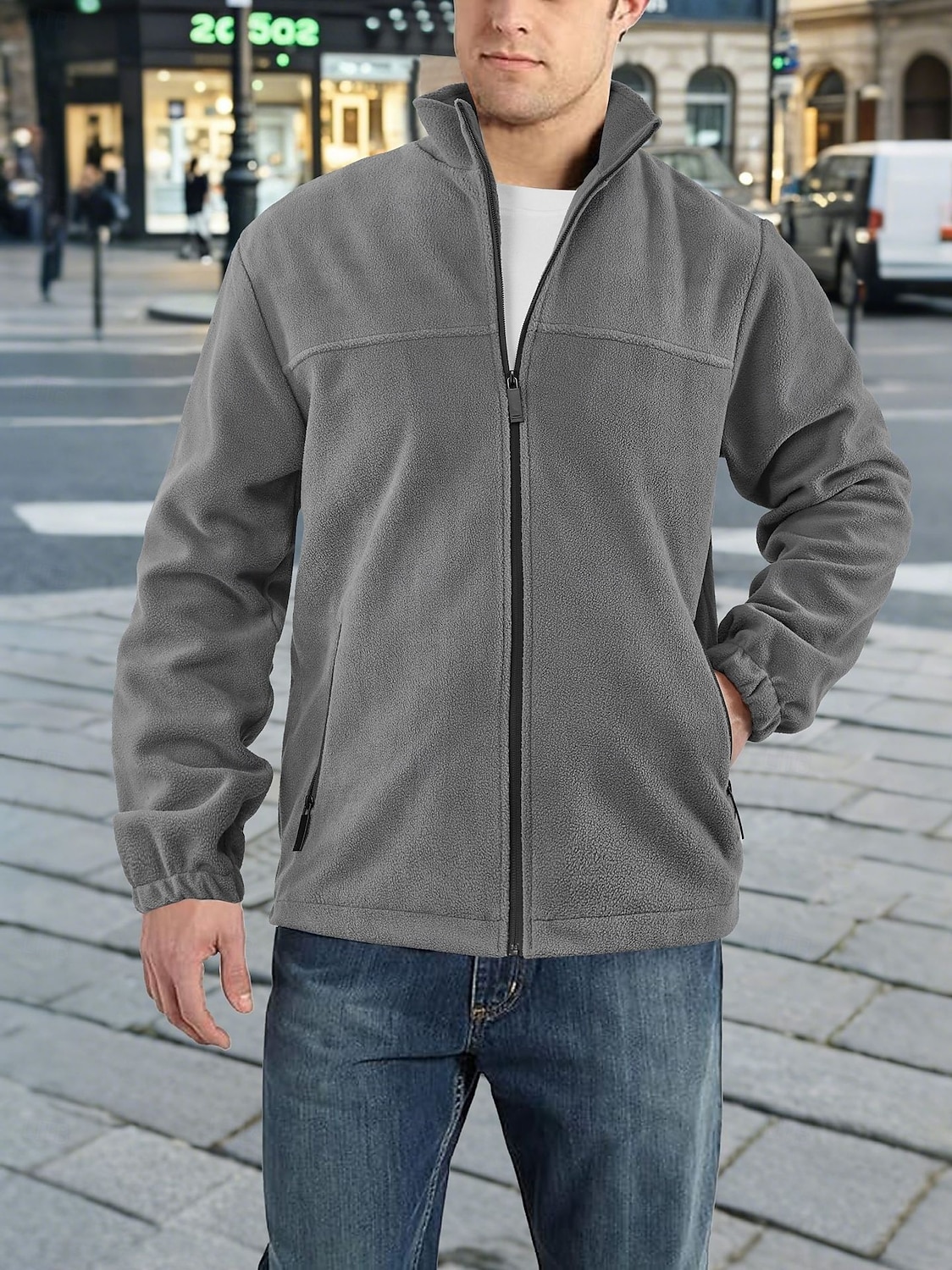 Herre Utendørs jakke Fleece-jakke Formell Hjem Hold Varm Lomme Grunnleggende Vår Høst Helfarge Aktiv Nøytral Skjortekrage Normal Mørkegrå Svart Hvit Lilla Oransje Jakker 2025 - $38.99 –P5