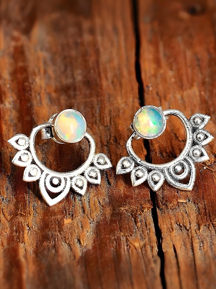 Pendientes bohemios de ópalo para mujer con diseño de loto vintage: joyería étnica para uso informal, festivo y de fiesta. 2026 - $7.99 –P3