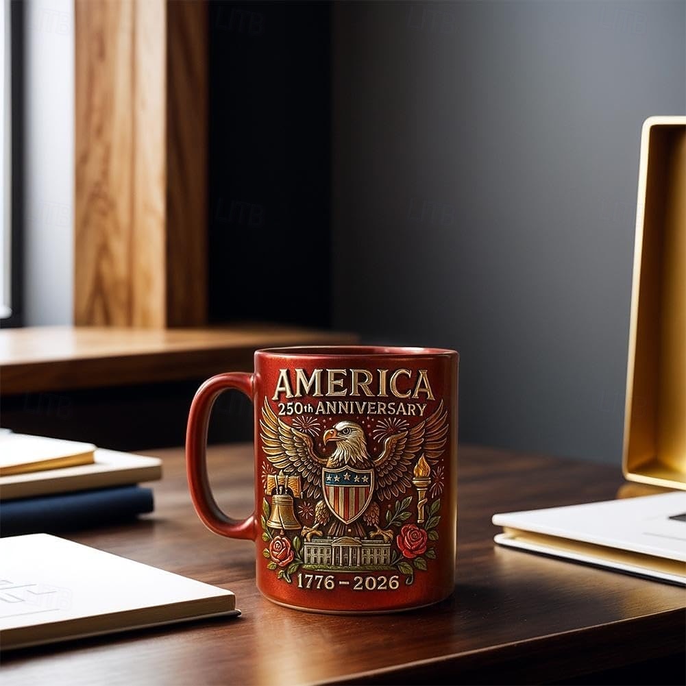 Caneca comemorativa do 250º aniversário dos EUA, caneca de cerâmica de 11 onças para café comemora o 250º aniversário dos Estados Unidos, a águia e a bandeira simbolizam o decorador patriótico, de 2026 por $22.99 –P6