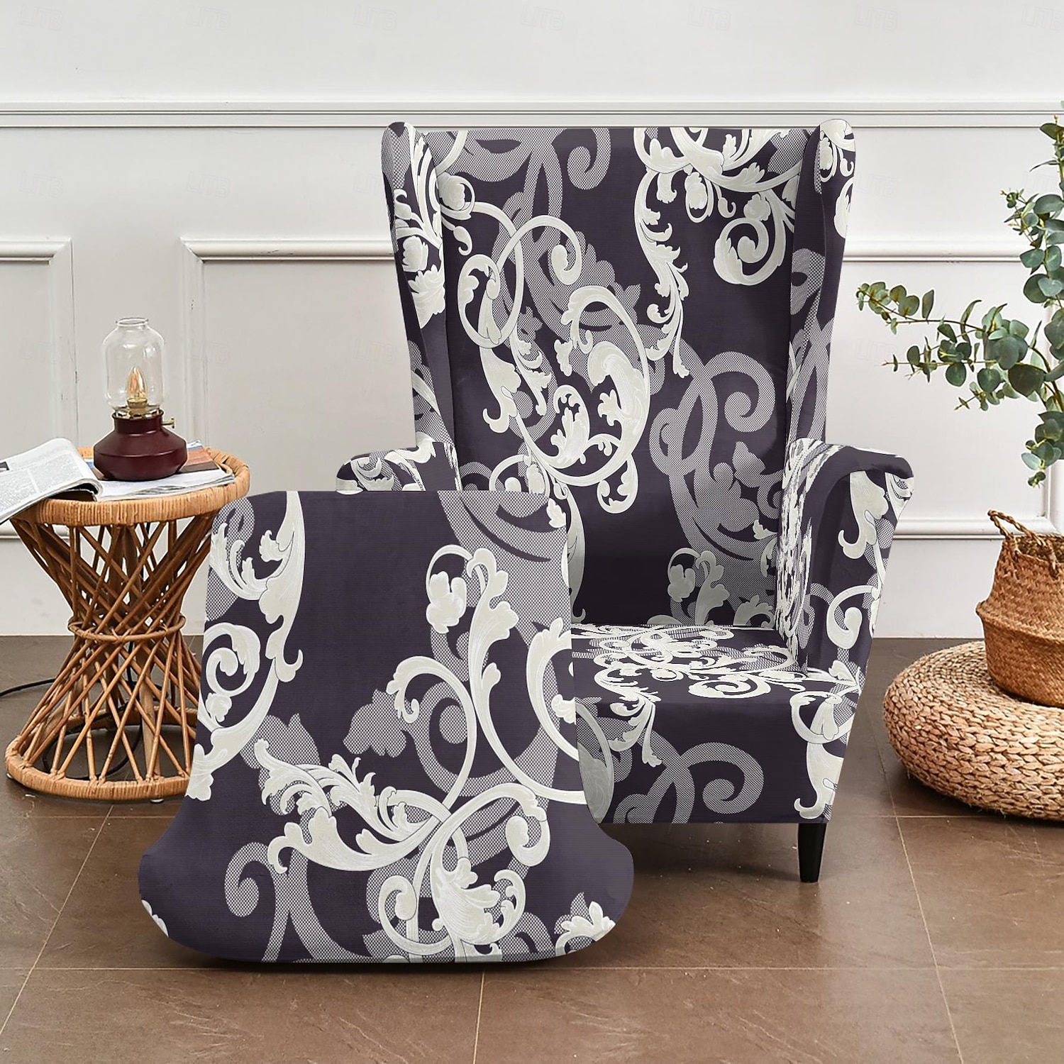 floral, rayado &Fundas para sillones orejeros con estampado geométrico, fundas elásticas de poliéster para sillones, protectores decorativos para muebles 2026 - $47.99 –P4
