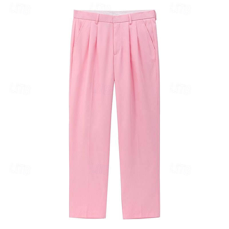 בגדי ריקוד גברים מכנסיים חליפות מִכְנָסַיִים כיס כפתורים אחיד קומפורט יומי עֵסֶק עבודה אופנתי סגנון קלאסי פול אלמוג ורוד מיקרו-אלסטי 2026 - $40.99 –P2