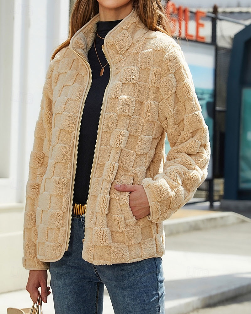 Per donna Cappotto Invernale Cappotto Teddy Caldo Confortevole Cerniera Tasca Casual Tinta unica Vacanza Streetwear Casuale Abbigliamento quotidiano Regolare Collo alla coreana Vestibilità regolare del 2026 a $43.99 –P1
