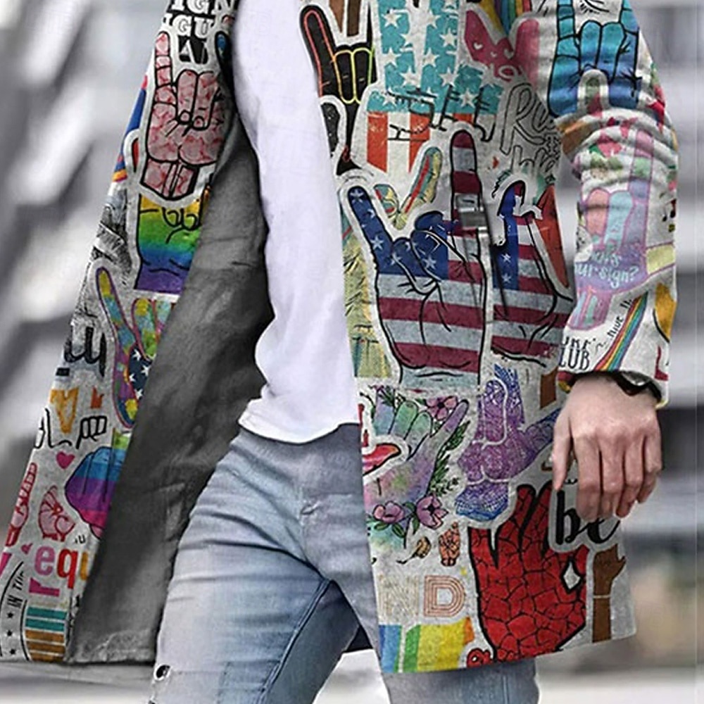 Per uomo Graffiti Bandiera Nazionale Cappotto Invernale Cappotto Caldo Confortevole Traspirante Moda Streetwear Affari Lavoro Abbigliamento da lavoro Uscire Tasca Stampato Autunno & Inverno Collo del 2026 a $69.99 –P3