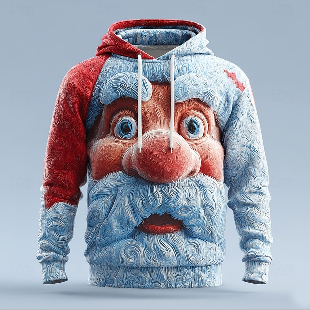 Sweat à Capuche Homme Noël Drôle 3D Père Noël - Pull Festif Avec Poche Pour Fêtes Et Cadeaux