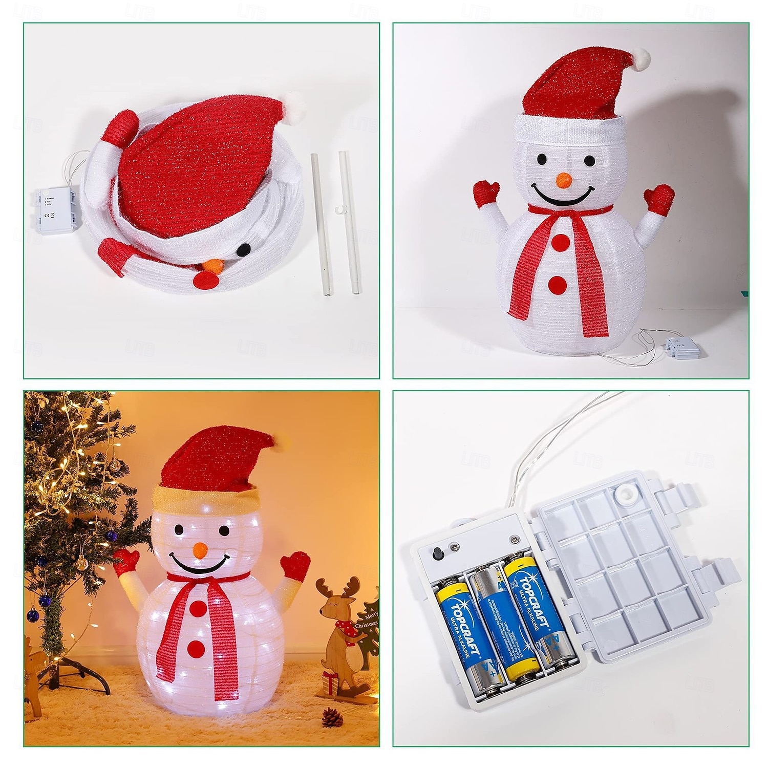 Christmas LED luminous folding snowman Santa Claus penguin warm light AAA waterproof battery box indoor and outdoor courtyard lawn party festive atmosphere decoration light 70 * 36CM 2025 - CAD $29.99 –P6